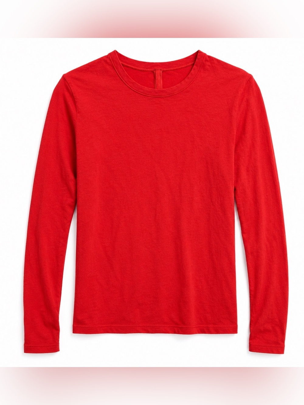 SKIMS Cotton Long Sleeve Crew Neck Cherry Red Fitted Stretch Top Women’s Size L